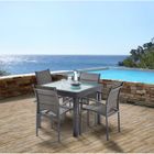 Salon de jardin Ensemble Modulo T 4 / 8 + F 4 Full Verre Gris Anthracite Wilsa Garden
