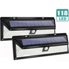 YOUNGKEE 2pcs Lampe Solaire Applique Murale 118LED Avec Detecteur IP65 Étanche pr Jardin Éclairage Extérieure Mouvement Capteur Imperméable
