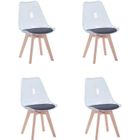 BRAND EGOONM Lot de 4 chaises transparentes, chaises de salle à manger coussin en PU design scandinave(noir)