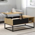 IDMARKET Table basse plateau relevable BOSTON avec rangements design industriel