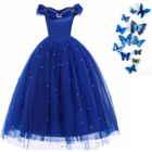 FINDPITAYA Déguisement Princesse Halloween Haute Qualité Luxe Robe pour Filles tenue de soirée Tutu de couleur bleue
