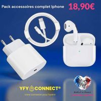 PACK COMPLET - Chargeur rapide PD 20W - Câble USB Iphone lithning - Ecouteur Pro 4 TWS - YFY CONNECT