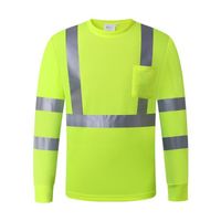 4XL - Jaune fluorescent - Polo de sécurité à manches longues avec rayures réfléchissantes pour homme, chemise