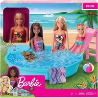 coffret Barbie Piscine Glamour Avec Toboggan Et Un Poupee Blonde En Maillot de Bain Accessoires Poupee Mannequin Nouveaute