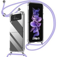 Coque Antichoc pour Samsung Galaxy Z Flip 3 5G Protection Renforcée avec Cordon Violet