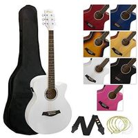 Tiger ACG4 WH Pack guitare électro acoustique pleine grandeur pour débutants avec accordeur et EQ   Blanc