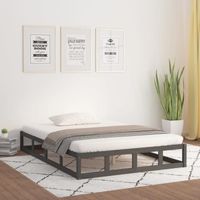 Cadre de lit en bois massif gris 120x200 cm - VIDAXL - style contemporain