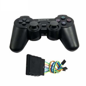 MODEM - ROUTEUR Forfait 1-Manette de jeu sans fil à double vibration, manette de jeu à distance noire pour Sony Playstation 2