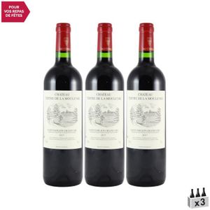 VIN ROUGE Château Tertre De La Mouleyre Rouge 2017 - Lot de 3x75cl - Vin Rouge de Bordeaux - Appellation AOC Saint-Emilion Grand Cru