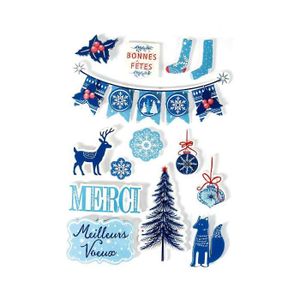 STICKERS Loisirs Creatifs - Stickers Decorations Adhesives 3D - Noel Hiver Bleu Givre
