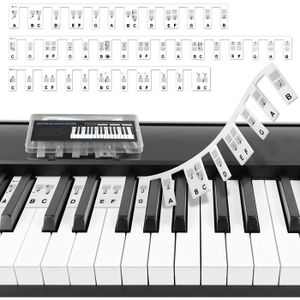 1 Pièces Clavier de piano Amovible, Touche Piano Autocollant, Autocollants  pour Note de Piano pour Débutant et Enfants pour 61/88 pas Besoin de Coller  (61 Touches Couleur)
