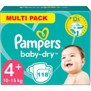COUCHE PAMPERS BABY-DRY TAILLE 4 PLUS 118 COUCHES (10-15 
