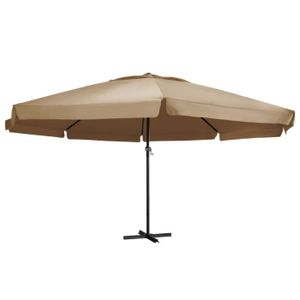 vidaXL Parasol avec LED et Mât en Aluminium Pare-Soleil Parasol de Jardin Patio Terrasse Extérieur Anti-UV Anti-décoloration 300 cm Taupe 