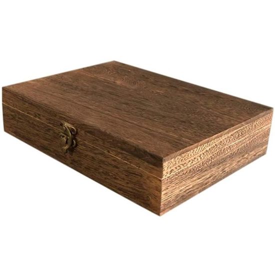 Petite Boîte En Bois Vintage Décorée Fleurs De Lys - Longueur 14 Cm