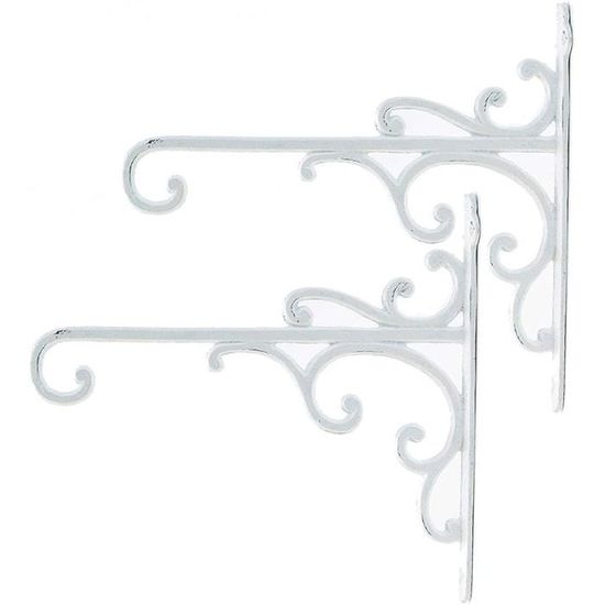 Lot De 2 Crochets De Suspension Muraux Pour Paniers à Plantes - Blanc Robuste