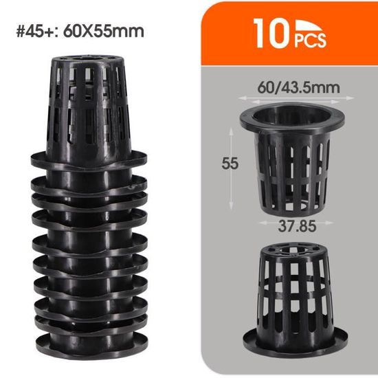 Conteneurs Culture DOITOOL Filet Drainage 13x12cm Lot 10 Pots Culture Hydroponique 10 Pièces - Filet Maille Plastique Noir - 13x12x10cm - Drainage Racines Pots Semis Hydroponie