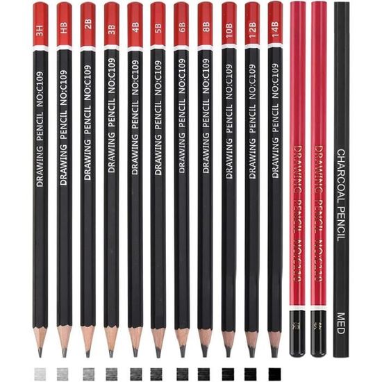 Kit Crayons Dessin Professionnels Tvfly 36 Pièces - Set Complet Fusain Graphite Pour Artistes