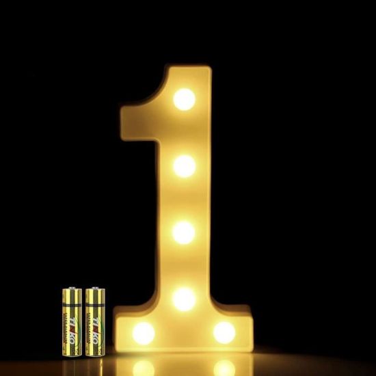 Chiffre Lumineux LED - Décoration Lumineuse 100x48 Cm - Blanc Chaud - Pour Anniversaire, Mariage, Fête