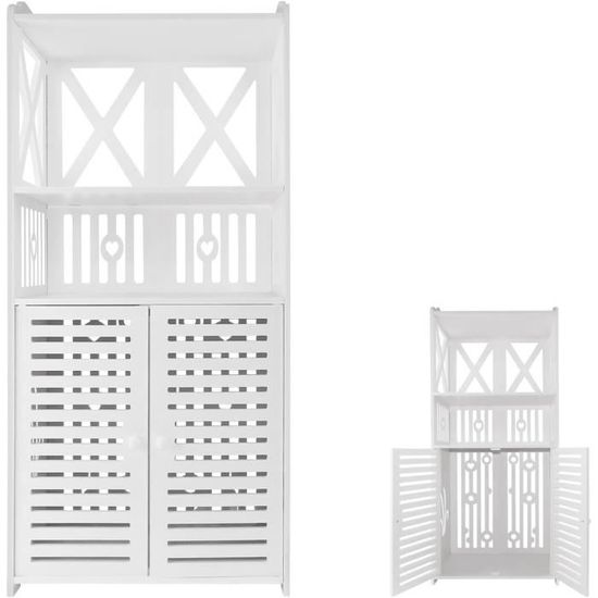 Armoire Salle De Bain étroite Blanche - 28x25x90 Cm, Avec Tiroirs Et Portes Aérées, Pour Rangement Salle De Bain, Salon, Bureau