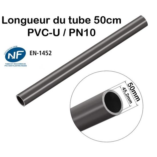 Lot De 2 Barres Tuyau PVC Rigide PN10 Ø63mm – Longueur 50 Cm – Pour Piscine, Bassin & Évacuation – Fabriqué En Italie