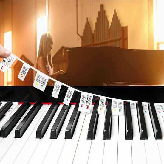Autocollants Notes De Piano Pour Clavier - 88 Stickers Transparents Avec Ebook - Apprentissage Facile Pour Débutants
