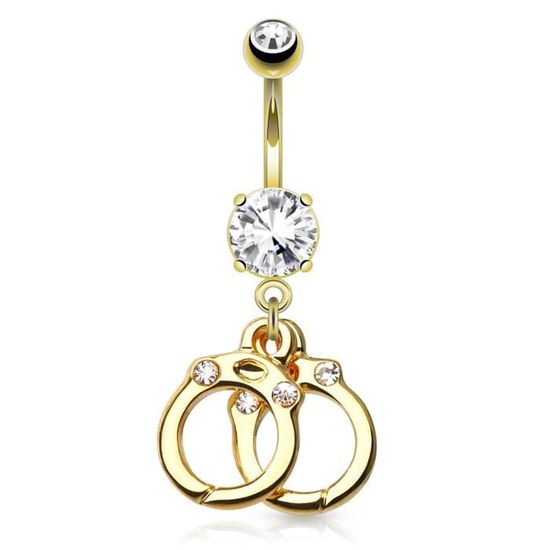 Piercing Nombril Menottes TIFFEN - Acier Chirurgical 316L Rose - 10mm - Anti-Allergique