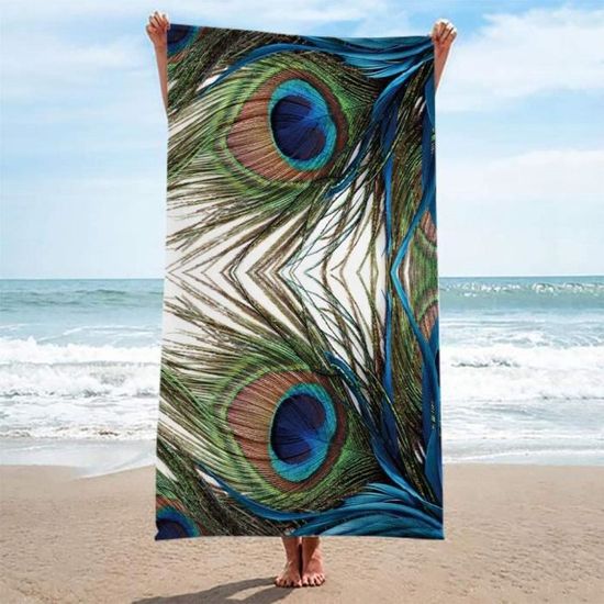 Serviette De Plage,Branches De Saule Et Oiseaux Robin,Légère