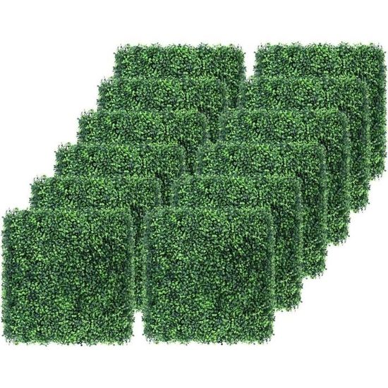 Mur Végétal Artificiel Extérieur - Lot De 2 Panneaux 60x40 Cm, Plantes Vertes Synthétiques Sans Entretien, Pour Balcon Ou Jardin