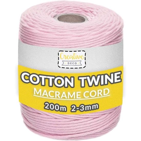 Corde Macramé Bleu Pastel 3mm X 200m - Coton Et Polyester - 30 Plis - Pour DIY, Décoration, Jardin, Emballage Cadeau