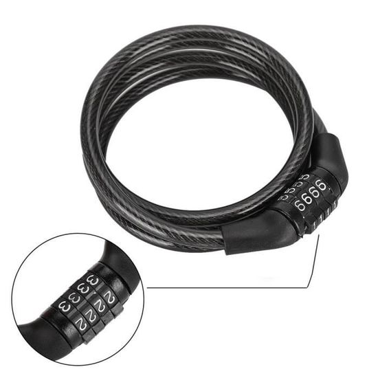 Antivol Vélo Chaîne Acier 90cm Avec Code - Cadenas Numérique Pour Vélo, Scooter, Trottinette