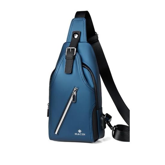 Sac Bandoulière Étanche Avec Prise USB - Sac Poitrine Homme/Femme - Idéal Sport, Voyage Ou Randonnée - Gris