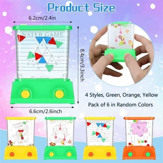 Mini Jeux D'Eau – 6 Flippers Aquatiques Portables, Jouets Anneaux à Table, Idée Cadeau Enfants (sans Eau, Seringue Incluse)