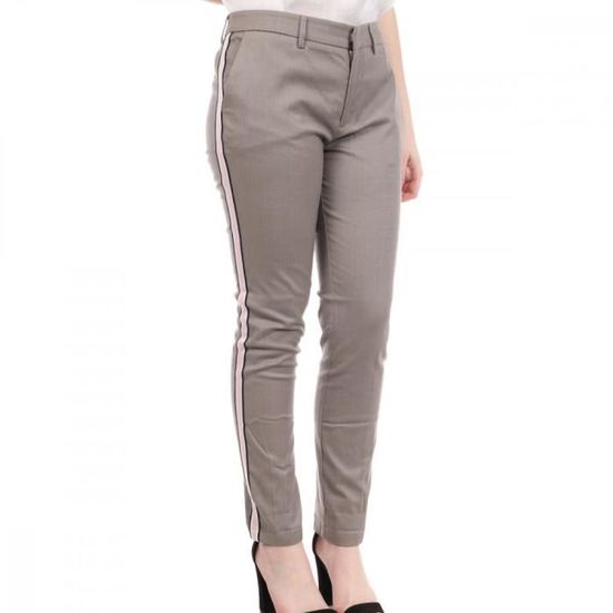 Pantalon Femme Teddy Smith City Gris Coupe Chino Motifs Points Blanc Bandes Cotes Grey Cdiscount Pret a Porter