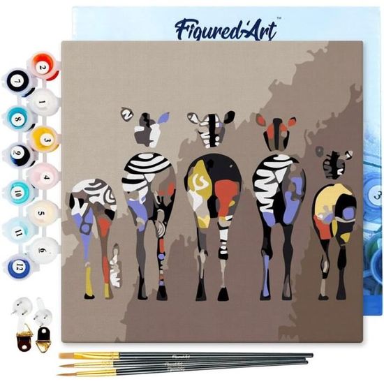 Figured'Art Mini Peinture Par Numéros 20x20cm Avec Cadre - Plante Grasse, Kit Complet DIY Pour Adultes