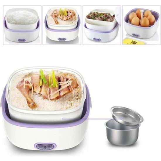 HK20218-Boîte à lunch électrique multifonctionnelle, Cuiseur vapeur, Mini cuiseur à riz, violet, Prise UE