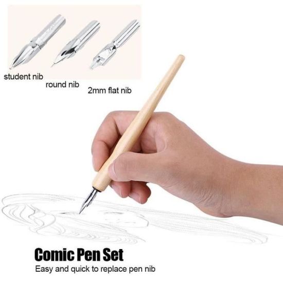 Comic Pen Set 3 Nibs 1 Houten Houder 1 Inkt Kalligrafie Tekening Art Supplies School Briefpapier Comic Pen Set 3 Nibs 1 Houten Houder 1 Inkt Kalligrafie Tekening Art Supplies School Briefpapier