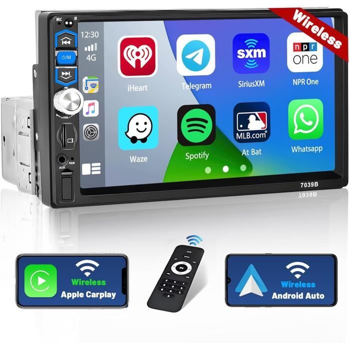Autoradio 1 Din Avec CarPlay/Android Auto Sans Fil - Écran 5.1 Pouces, Caméra De Recul Incluse