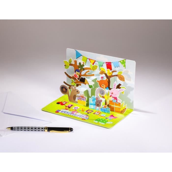 Carte Pop Up Mise en scène- Joyeux Anniversaire enfant- petits animaux  mignons dans une forêt de cadeaux - Cdiscount Beaux-Arts et Loisirs créatifs