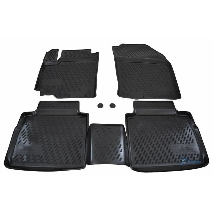 Tapis De Voiture J&J AUTOMOTIVE | Tapis De Sol En Caoutchouc 3D Exclusive Compatible Avec Clio 4 2012-2019, Bord Haut, Inodore, Noir, Antidérapant, Toutes Saisons Tapis Renault Clio