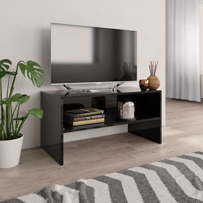 CEN Meuble TV Noir brillant 80 x 40 x 40 cm Aggloméré