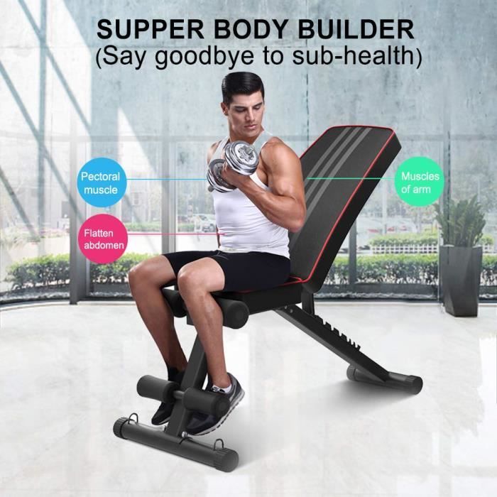 SPORTS Banc de musculation Pliable 6756 - Set Planche couchée Barres