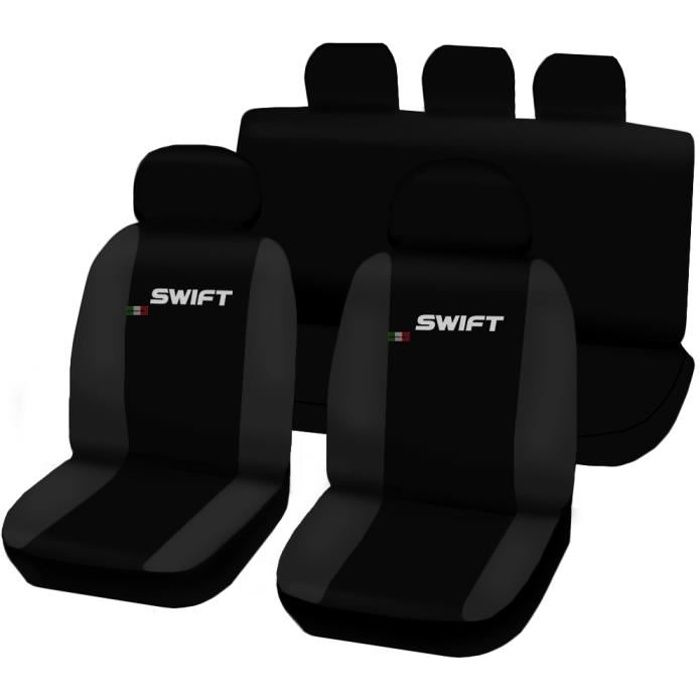 Housses de siège deux-colorés pour Suzuki Swift - noir gris foncè