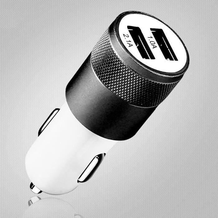 Double Adaptateur Prise Allume Cigare USB pour HUAWEI P30 lite Smartphone 2 Ports Voiture Chargeur Universel Couleurs (NOIR)