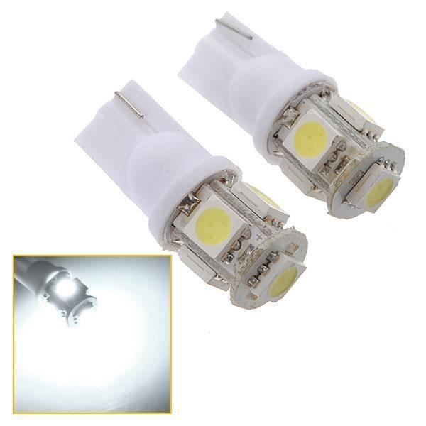 2x T10 194 168 501 W5W 5 LED 5050 SMD Ampoule Voiture Veilleuses Blanc 12V Bo00186