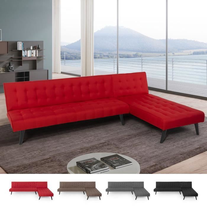 Canapé modulable 3 places Rouge Tissu Pas cher Moderne Confort