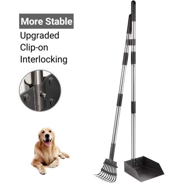Yangbaga Ramasse Crotte Chien Ramasse Crotte Rateau et Poubelle en Métal, Outile de Nettoyage pour Jardin 90157