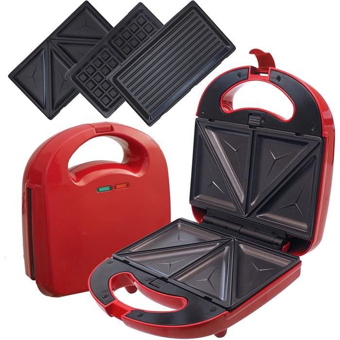 Gadgy ® Gaufrier croque monsieur 3 in 1 - Grill, Gaufrier, sandwich - Plaques Détachables 3 en 1 l Avec Poignée Cool Touch, Pieds An