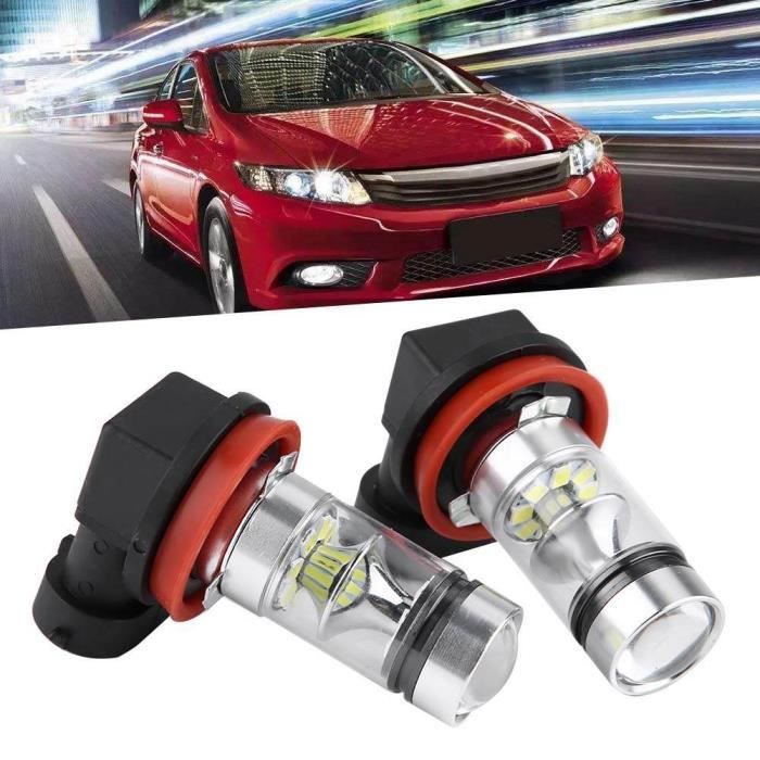 Drfeify feu de conduite antibrouillard 2x H8 H9 H11 6000K Super White 100W LED Ampoules de phare Kit Fog Car Driving Light