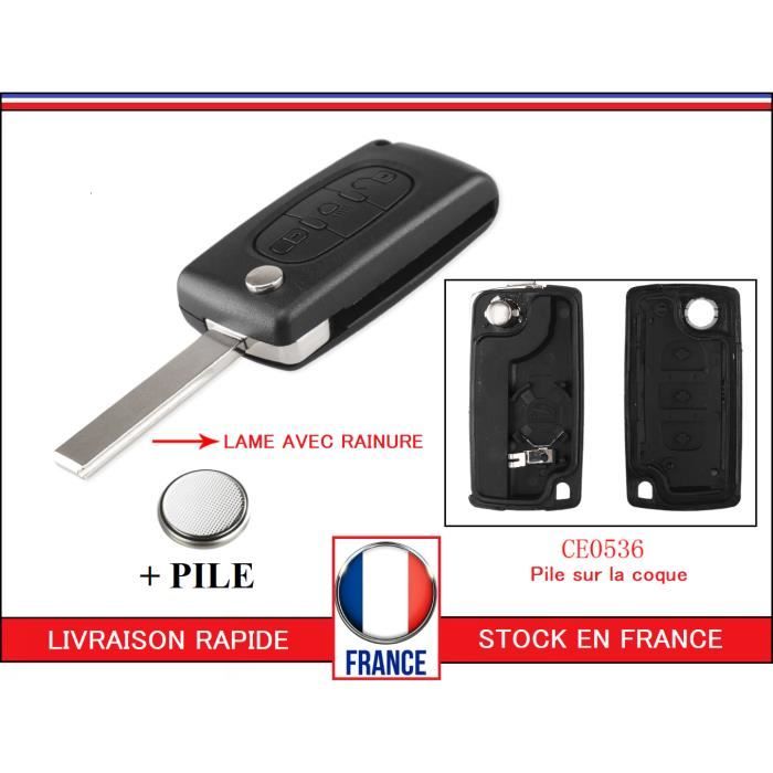 boitier coque clé 3 boutons CE536 Citroen C4 Picasso Peugeot 308 3008 4008 +PILE