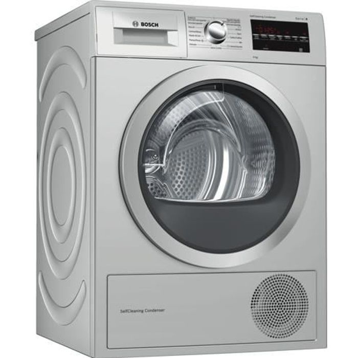 Bosch Serie 6 WTG8729XEE, Autonome, Charge avant, Pompe à chaleur, Acier inoxydable, Rotatif, Toucher, Droite